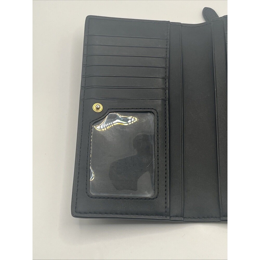 Lauren Ralph Lauren Crosshatch Leather Slim Snapped-Closure Wallet Black Used - Picture 5 of 7